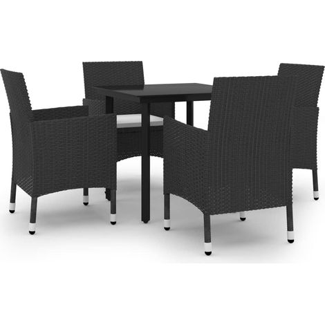 Maison Exclusive - 5-tlg. Garten-Essgruppe mit Auflagen Poly Ratt