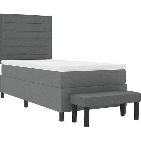 Cama tipo Box Spring con cojín Gris oscuro 80 x 200 cm tela vidaXL (1/5)