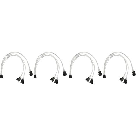 Câble d'extension pour ventilateur PC (4 broches, fil de cuivre argenté) - Répartiteur 1 vers 3 (1/5)
