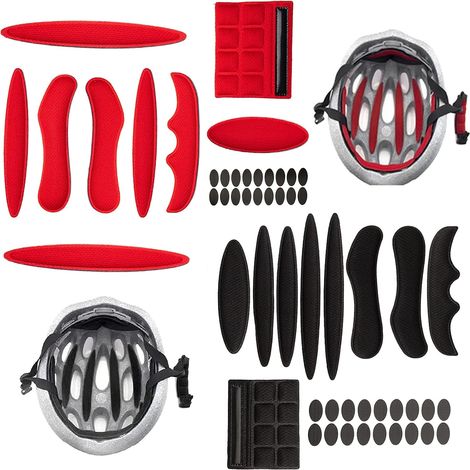 Mohito Coussinet de Casque Vélo - 2 Set Mousse Anti-Collision et Kit Rembourrage Noir et Rouge (1/5)