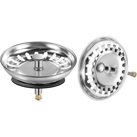 Lot de 2 Bouchon Evier Cuisine, 80mm Bonde Evier Cuisin en Inox, Antiblocage Filtre Evier Cuisine Broche Crépine d'Évier Vidange Rapide (1/5)