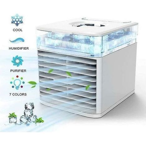 Zwei tragbare 4-in-1-Luftkühler – Kühlen, Befeuchten, Reinigen – 7 LED-Farben – Für beengte Räume – USB (1/4)