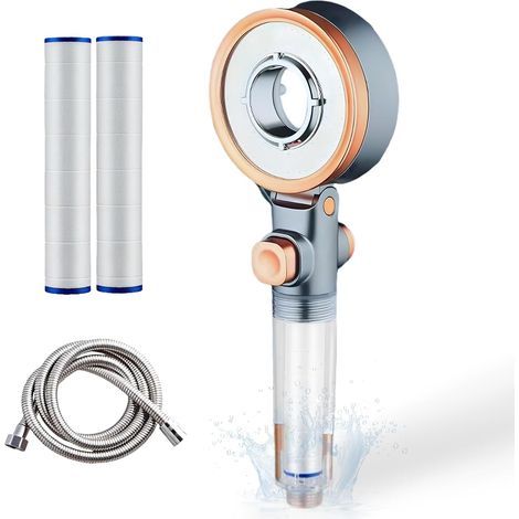 Pommeau de douche haute pression avec filtre anti-calcaire – 3 modes de jet – Tuyau flexible 1,5 m – Économie d'eau jusqu'à 60% (1/5)