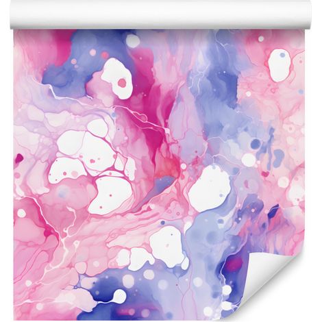Papier peint rose et violet, encre poudre rose et bleue, 50 x 1000 cm (1/5)