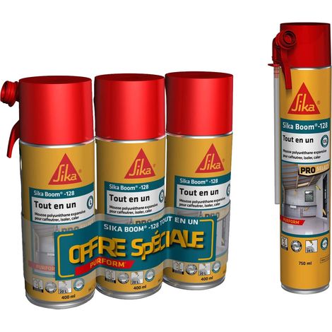 Lot 3x400ml de Mousse PU expansive Spécial Moyen Format expansion 20L + 1x750ml , Mousse polyuréthane Spécial Grands Volumes : Expansion 34L , Réutilisable, Usage tous sens (1/3)