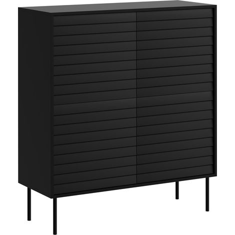 Aparador Flosoru 100, Negro, 118x102cm, Número de puertas: 040cm, Aglomerado laminado, MDF (1/5)