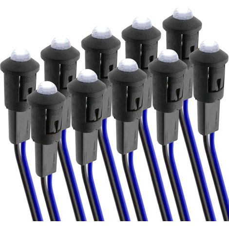 BeMatik - Luz LED piloto de 8mm 220VAC de color blanco 10-pack
