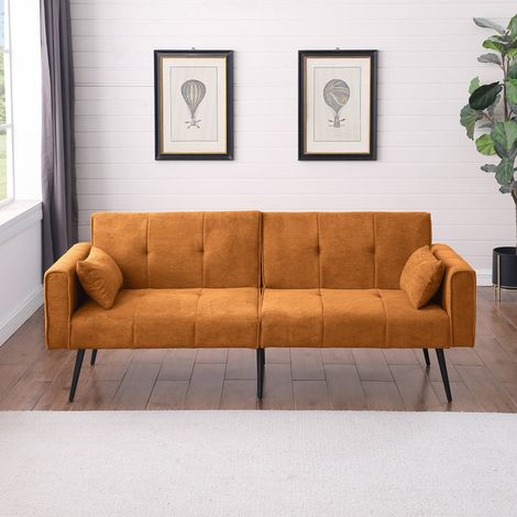 Canapé salon pliable tissu côtelé orange modulable OKMYHOME (1/5)
