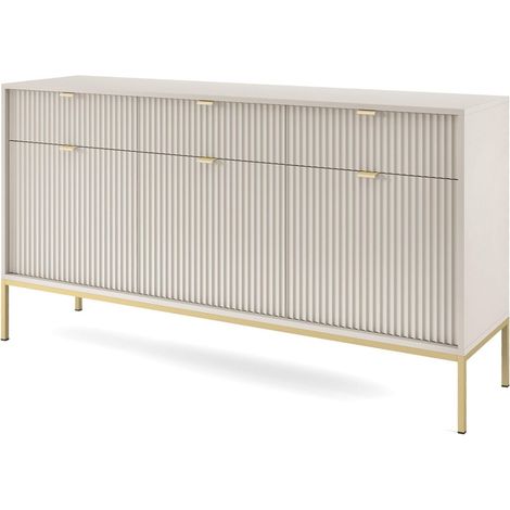 Cassettiera: 3 cassetti, 3 ante, Cashmere, oro, 154 x 83 x 39 cm, maniglie dorate (1/5)
