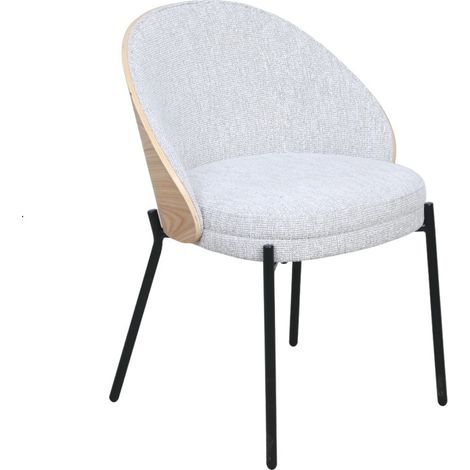 Chaise de Salle à Manger Cocoon – Bois Clair & Tissu Beige – Assise Rembourrée avec Dossier Enveloppant (1/5)