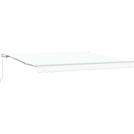 Store banne rétractable blanc, 400 x 300 cm, en polyester et aluminium. (1/5)