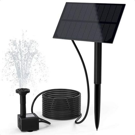 Fontaine solaire extérieure – Pompe sans balais 9V – Débit max 200L/h – 4 têtes de pulvérisation – Installation facile