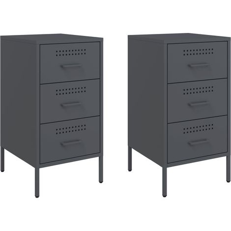 Maison Exclusive - Nachttische 2 Stk. Anthrazit 36x39x68 cm Stahl