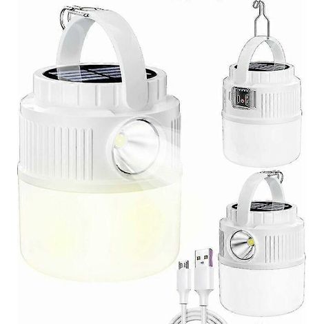 Lanterne de camping solaire LED rechargeable USB, portable, étanche, à double source lumineuse LED, 4 modes, nouvelle lampe multifonctionnelle d'extérieur pour la randonnée et les situations d'urgence (1/4)