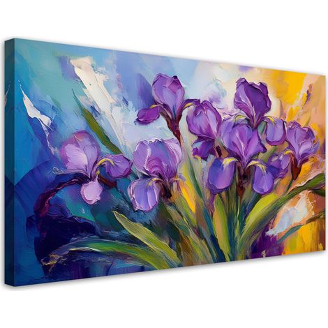 Tableau déco Fleurs d'iris violet pastel 100x50 (1/5)