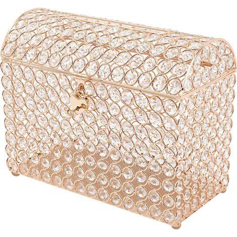 Scatola per biglietti di auguri di matrimonio, design moderno, chiusura a forma di cuore, oro (1/2)