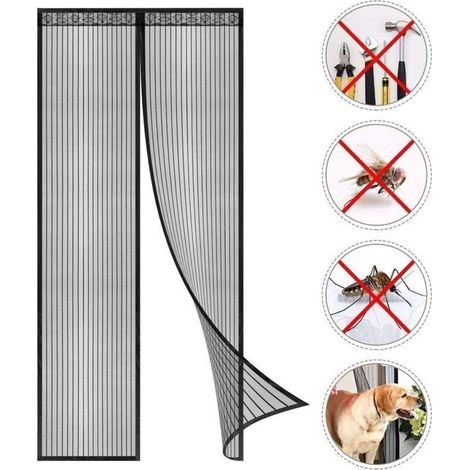 Moustiquaire de fenêtre à fermeture aimantée – Maille ultra fine – Installation sans outil – Dimensions 90 x 210 cm – Fibre de polyester durable (1/4)