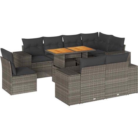 Maison Exclusive - Set de sofás de jardín con cojines 9 pzas ratá (1/5)