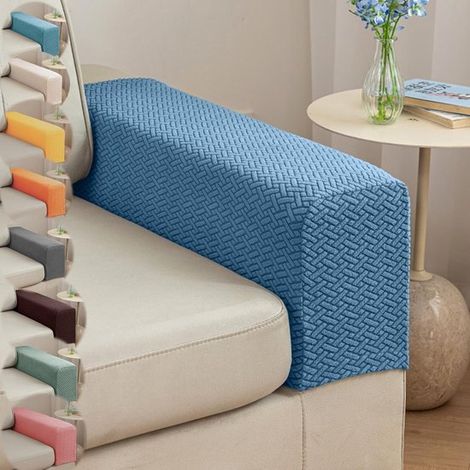 Lot de 2 housses d'accoudoirs pour fauteuil - Protections d'accoudoirs extensibles avec design antidérapant, en tissu polyester lavable en machine pou (1/5)