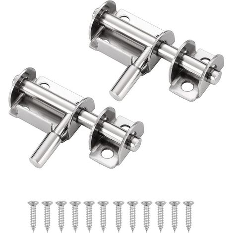 Loquet Porte Targette Tempete Interieure Exterieur Petit Verrou Inox  2 Pcs Mini Loquet Porte Coulissante Convient Aux Portes de Jardin Fenêtres Entrepôts (Argent) (1/4)
