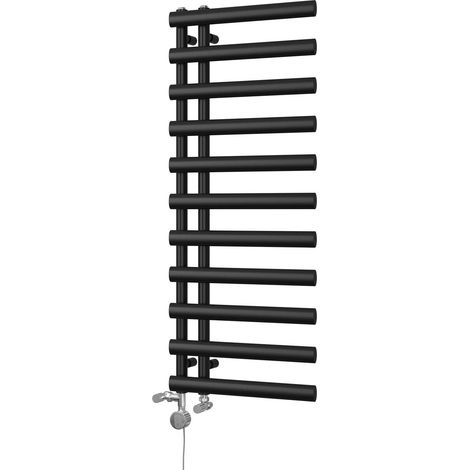 Elyan - Black Dual Fuel Towel Rail H1238mm x W500mm Thermostatic (1/3)