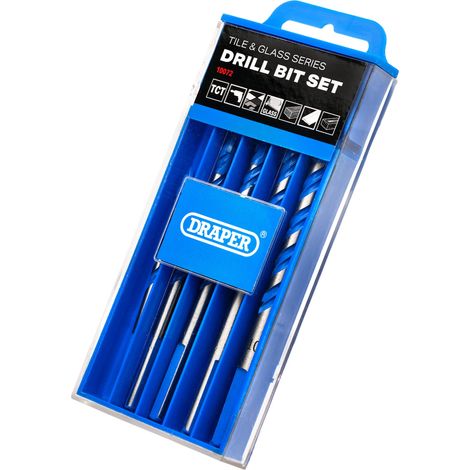 Draper 6-Piece TCT Tile and Glass Drill Bit Set (Model 10072) for Precise Drilling in Tiles and Glass