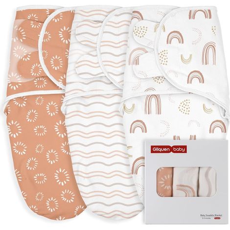 BABY Pucksack Gigoteuse Bébé 0-3 Mois 100% Coton Bio Gigoteuse Bébé Nouveau-né Gigoteuse pour Tout-Petit Enfant (Ligne Arc-en-Ciel) (1/5)