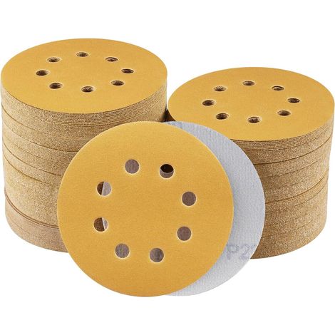 Disques Abrasifs 125mm Papier à Poncer 8 Trous 100 Pièces Grain 220 Disque de Ponçage pour Ponceuse Excentrique (1/5)