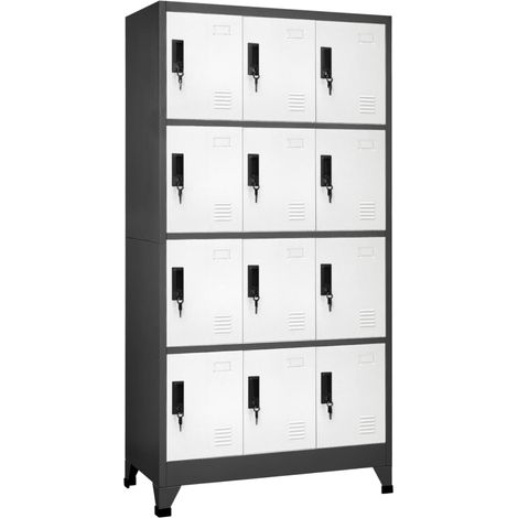 Schließfachschrank Anthrazit und Weiß 90x45x180 cm Stahl