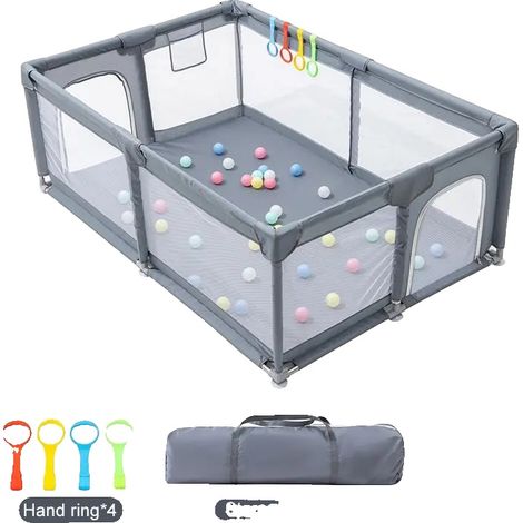 Parc, Plastique Durable, Dimensions Ajustables, Gris 1.21.8m (1/2)