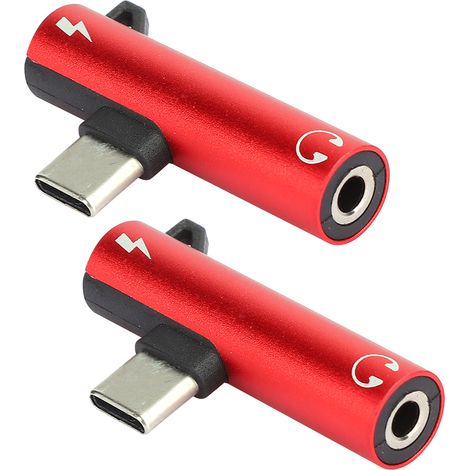 2-in-1-Audiokabel (Typ C auf 3,5 mm), Ladegerät, Kopfhörer-Verteileradapter (Rot) (1/5)