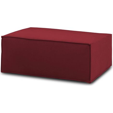 Dmora - Puff Dabdella, Otomana de la sala de estar, 100% Made in Italy, Sillón relax en tela tapizada, Cm 100x70h43, Rojo