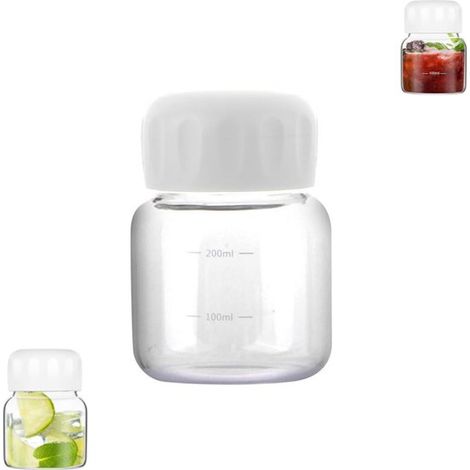 1 pezzo Bottiglia d'acqua Bottiglia d'acqua in vetro a prova di perdite Bottiglia per succhi con coperchio Tazza da latte trasparente con scala Tazza da succo portatile da 300 ml Come (1/5)