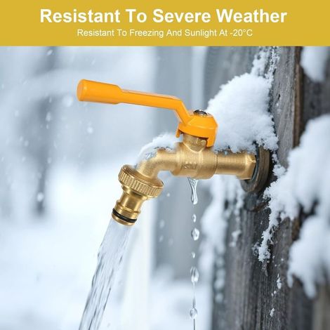 Robinet 1/2 Pouce Jardin, Robinet à Bille en Laiton Extérieur Ingélif -20℃ Robinets D'écoulement Résistant à la Chaleur 120℃ Robinets Premium, Extérieur avec Raccords de Tuyau (1/2)