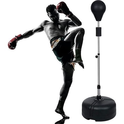 Punchingball Boxstand 120-160cm Höhenverstellbarer Standbox-Trainer inkl. Boxbirne Erwachsene Punchingball Boxbirne Bounce Back Faster Boxbag (Schwarz) (1/5)
