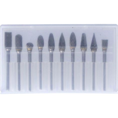 10-teiliges Set mit rotierenden Feilen aus Wolframkarbid, Schleifköpfen und Schleifköpfen für die Holzbearbeitung, Einzelschnitt, Silber