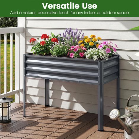 Jardiner sans se Baisser Bac Potager Surélevé Jardinière Métal Hauteur 81 cm pour Balcon Terrasse Gris (1/5)