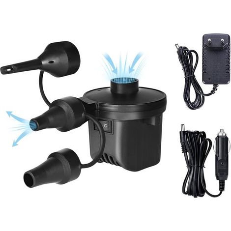 Pompa ad aria elettrica per piscine. Dispositivo portatile per sgonfiare materassi. Per materassi, ausili per il nuoto e articoli sottovuoto. Con 3 ugelli. Ad aria compressa. (1/5)