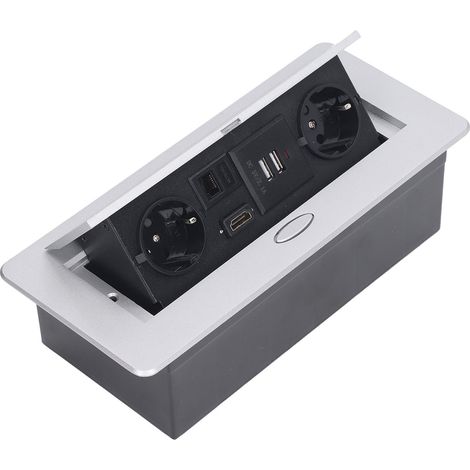 16-A-Steckdosenleiste für den Schreibtisch, 2 USB-Anschlüsse, Schnellladegerät, CE-zertifiziert, 250 V, lötfrei, Wandanschlussdose für den Arbeitsplatz (1/5)