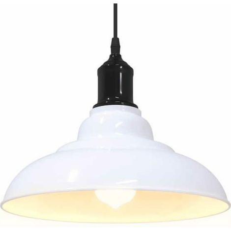 vidaXL Lampe suspendue réglable hauteur E27 blanc brillant Ø31cm métal, éclairage suspendu, éclairage suspendu de cuisine, 4103442