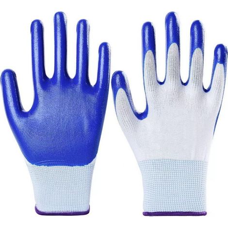 Deux paires de gants de travail extérieurs antidérapants en latex, adaptés au jardinage, à la construction et à d'autres travaux. Grande taille. (1/5)