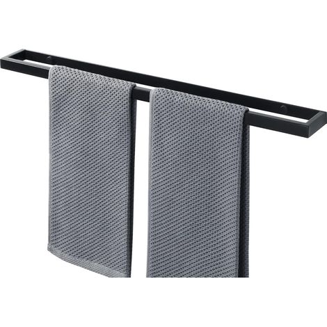 60CM Porte Serviette Salle de Bain, Support Serviette Mural en Acier Inoxydable pour Cuisine Lavabo Toilette, Montage à Vis, Noir Mat, EGJF060-B (1/5)