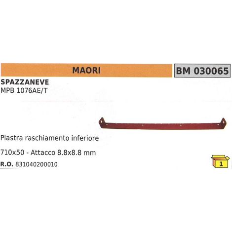 Piastra raschiamento inferiore 170x50mm attacco 8,8x8,8mm spazzaneve MAORI