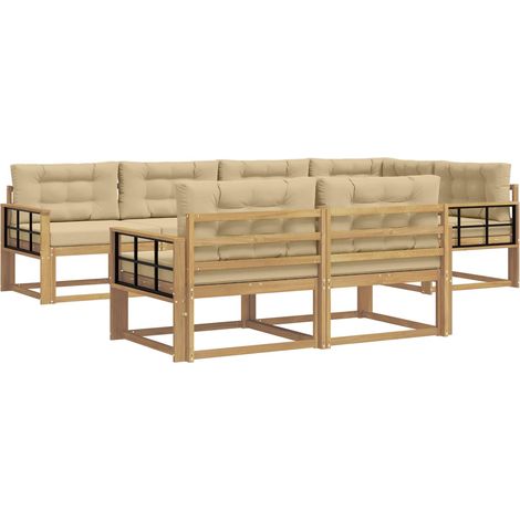 Outdoor Sofa Set with Cushion 6 pcs White and Beige Polyester vidaXL (1/5)