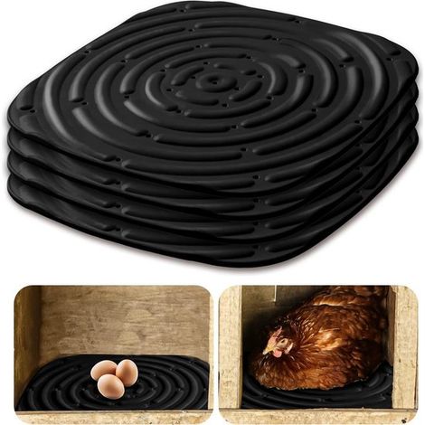 Alfombrillas lavables para gallinero (4 piezas), Lecho para gallinero, Resistente a arañazos, Reutilizable, Fácil de limpiar, Negro (1/5)