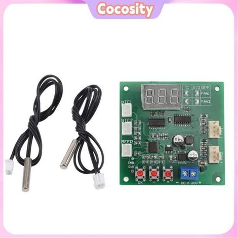 Module Controleur Vitesse Ventilateur PWM - 2 Canaux - DC10-60V - Affichage Temperature Et Vitesse - 65x65x15 mm - 1 Unite (1/5)