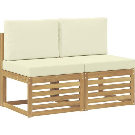 2 Pieza Sofá intermedio de exterior Madera de Acacia Sólida vidaXL (1/5)