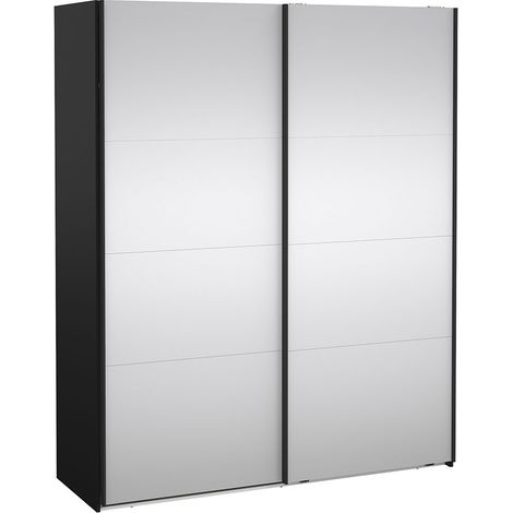 Catania Schiebetürenschrank 2 Türen mit Spiegel 180x220cm matt schwarz. (1/5)