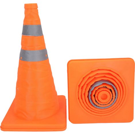Lot de 2 cônes de signalisation routière pliables et multifonctionnels avec collerette réfléchissante orange pour parkings (1/5)