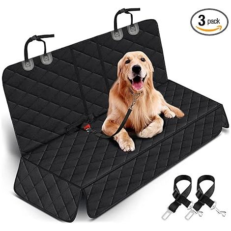 Housse de siège arrière pour chien - Imperméable et antidérapante - Ouverture pour accoudoir central - Voiture, camion, SUV - Noire (1/5)